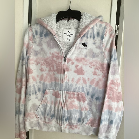 abercrombie kids Other - ABERCROMBIE KIDS Sherpa hoodie jacket Sz 13 / 14 tie dye full-zip EUC